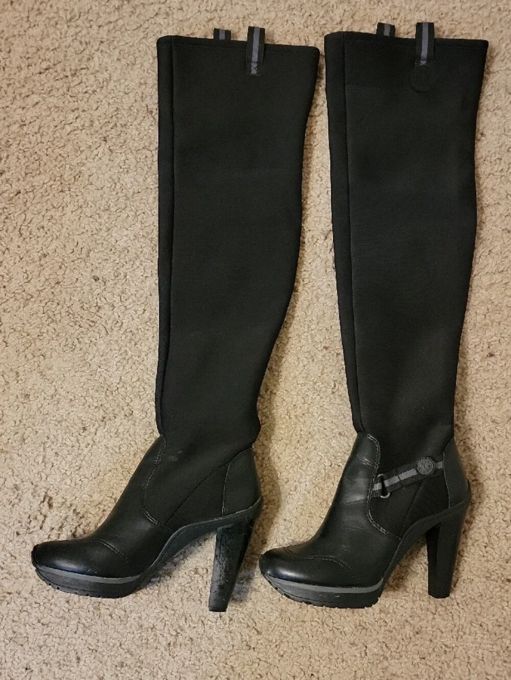 DKNY Black Over-the-Knee Heeled Boots